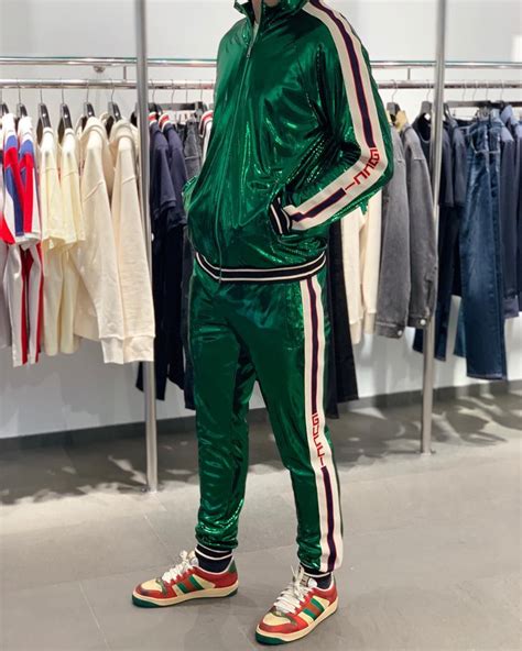 gucci tracksuit green|Gucci tracksuit for men.